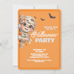 Invitation Fête d'Halloween en famille Mummy Mignonne