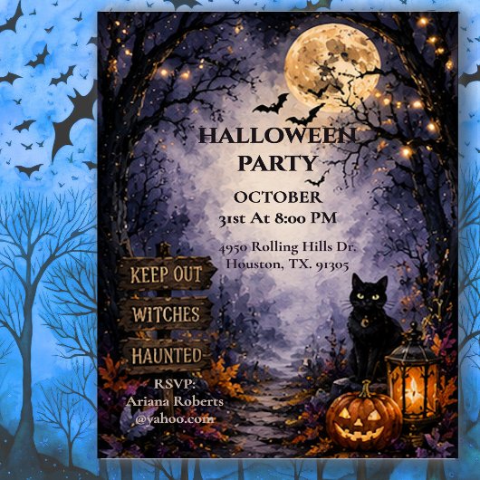 Invitation Fête d'Halloween en forêt effrayante