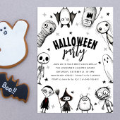 Invitation Fête d'Halloween en noir et blanc
