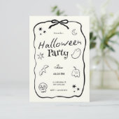 Invitation Fête d'Halloween en noir et blanc (Debout devant)