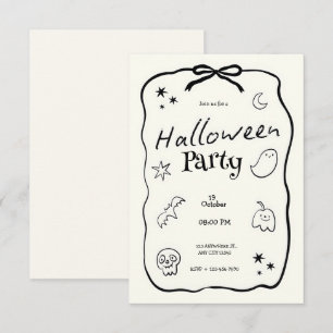 Invitation Fête d'Halloween en noir et blanc