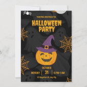Invitation Fête d'Halloween en noir orange modifiable (Devant)