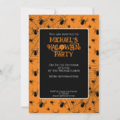 Invitation Fête d'Halloween en orange noir Personnalisé (Devant)