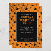 Invitation Fête d'Halloween en orange noir Personnalisé (Devant / Derrière)