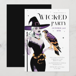 Invitation Fête d'Halloween en sorcière