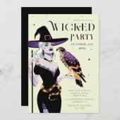 Invitation Fête d'Halloween en sorcière (Devant / Derrière)