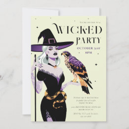 Invitation Fête d'Halloween en sorcière