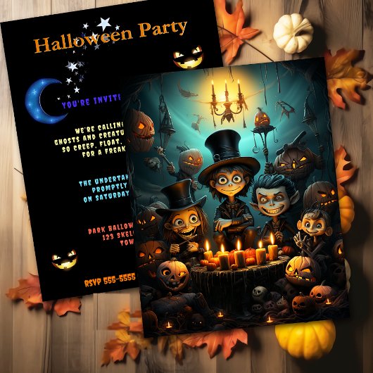 Invitation Fête d'Halloween Enfants Déplaisants Citrouilles b