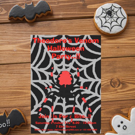 Invitation Fête d'Halloween Enfants Venom