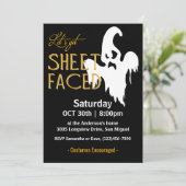 Invitation Fête d'Halloween face à la feuille (Debout devant)