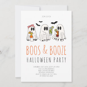 Invitation Fête d'Halloween Fantôme Adulte Amusante et Boisso