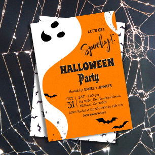 Invitation Fête d'Halloween Fantôme Allons-y Spooky Orange Ch