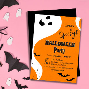 Invitation Fête d'Halloween Fantôme Allons-y Spooky Orange Ch