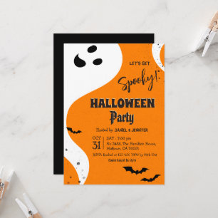 Invitation Fête d'Halloween Fantôme Allons-y Spooky Orange Ch