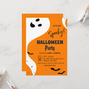 Invitation Fête d'Halloween Fantôme, devenons effrayants, Cha