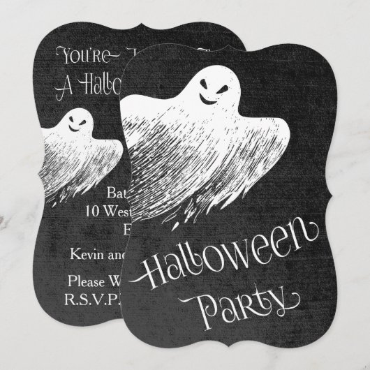 Invitation Fête d'Halloween - Fantôme Ghosts (Devant / Derrière)