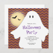 Invitation Fête d'Halloween fantôme moderne (Devant / Derrière)
