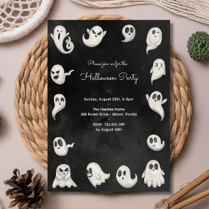 Invitation Fête d'Halloween fantômes mignons effrayants