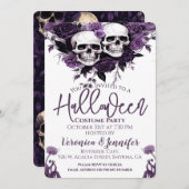Invitation Fête d'Halloween florale violette pour adultes (Devant / Derrière)