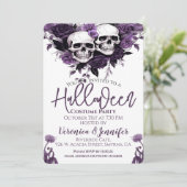 Invitation Fête d'Halloween florale violette pour adultes (Debout devant)