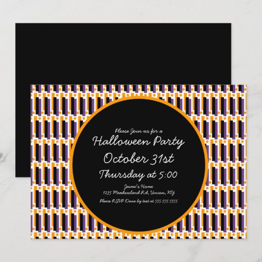Invitation Fête d'Halloween Formes Géométriques Lignes (Devant / Derrière)