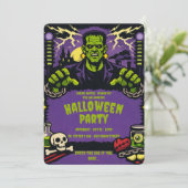 Invitation Fête d'Halloween Frankenstein (Debout devant)