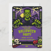 Invitation Fête d'Halloween Frankenstein (Devant)