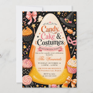 Invitation Fête d'Halloween Gâteaux et Costumes