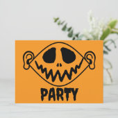 Invitation Fête d'Halloween génoise face au monstre orange (Debout devant)