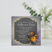 Invitation Fête d'Halloween gothique Floral (Debout devant)