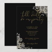 Invitation Fête d'Halloween Gothique Noir Et Or Adulte (Devant / Derrière)