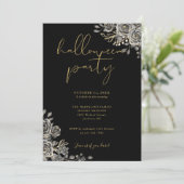 Invitation Fête d'Halloween Gothique Noir Et Or Adulte (Debout devant)