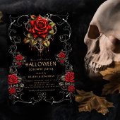 Invitation Fête d'Halloween gothique Rose noir adulte