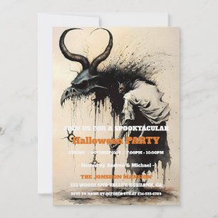 Invitation Fête d'Halloween gothique sombre et vintage Spookt