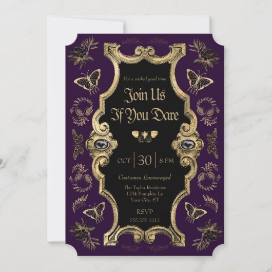 Invitation Fête d'Halloween gothique victorien foncé pour adu (Devant)