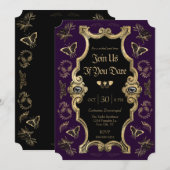 Invitation Fête d'Halloween gothique victorien foncé pour adu (Devant / Derrière)