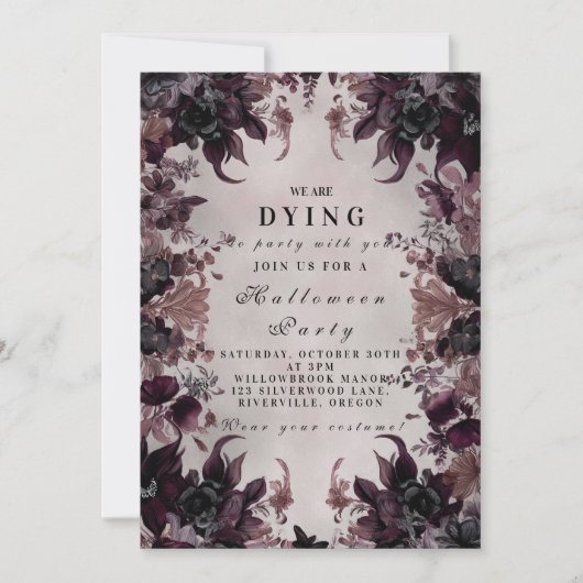 Invitation Fête d'Halloween gothique violet foncé (Devant)