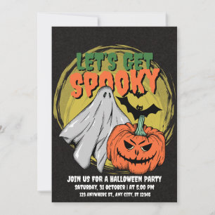 Invitation Fête d'Halloween Grainy Noir Et Jaune