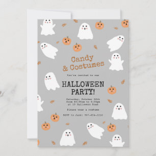 Invitation Fête d'Halloween Gray Gray & Citrouille