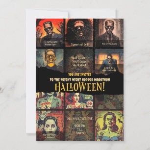 Invitation Fête d'Halloween Horreur de Film de Monstre Rétro