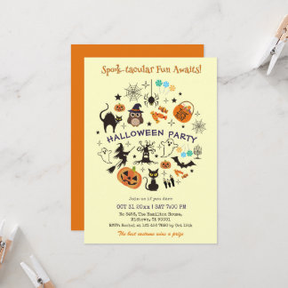 Invitation Fête d'Halloween Icones Fantastiques Tour de frian
