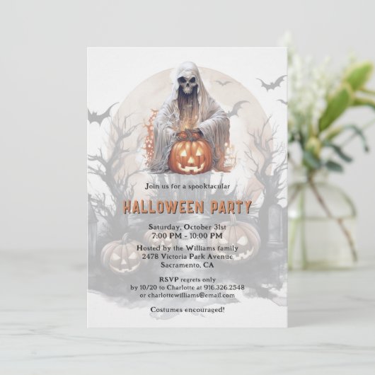 Invitation Fête d'Halloween Jack-O-Lantern (Debout devant)