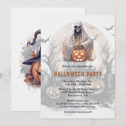Invitation Fête d'Halloween Jack-O-Lantern (Devant / Derrière)