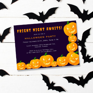 Invitation Fête d'Halloween Jack o' lantern Violet et Orange