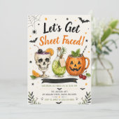 Invitation Fête d'Halloween Let's Get Sheet Faced (Debout devant)