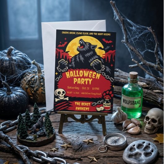 Invitation Fête d'Halloween Loup-Garou