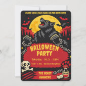 Invitation Fête d'Halloween Loup-Garou (Devant)