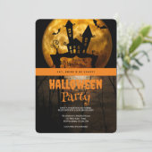Invitation Fête d'Halloween Lune gothique (Debout devant)