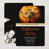 Invitation Fête d'Halloween Lune Gothique (Devant / Derrière)