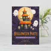 Invitation Fête d'Halloween Maison Hantée (Debout devant)